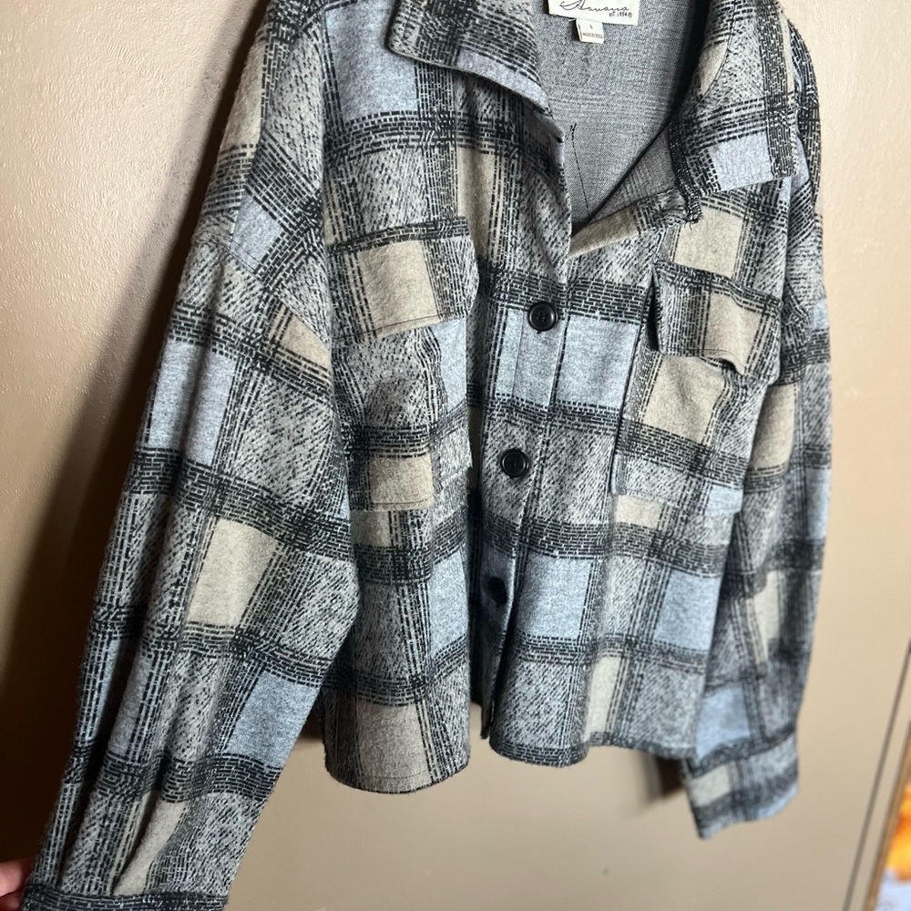 Brushed Plaid Women's Jacket with star detail